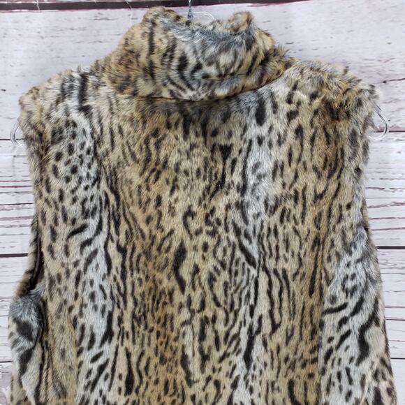 Luciano Dante Faux Fur Cheetah Print Front Pockets Vest Size Small - Picture 10 of 12